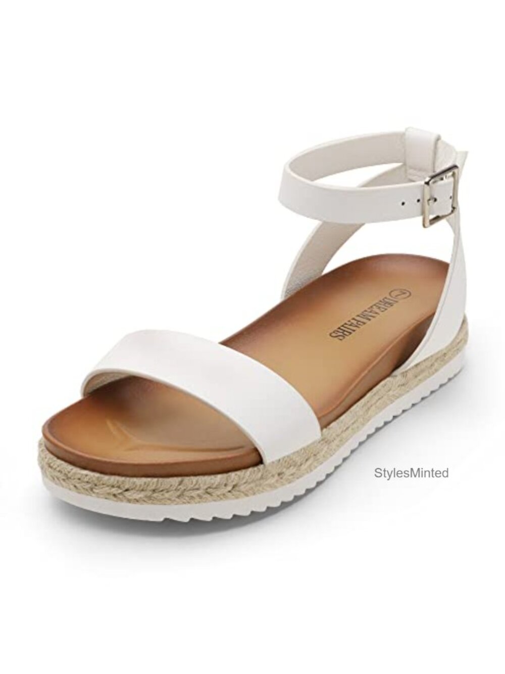 Womens Open Toe Platform Espadrille Wedge Sandals Faux Leather Ankle Strap